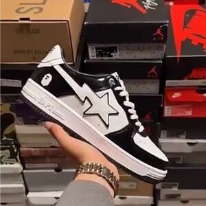 Bape Black and White Star Sneakers